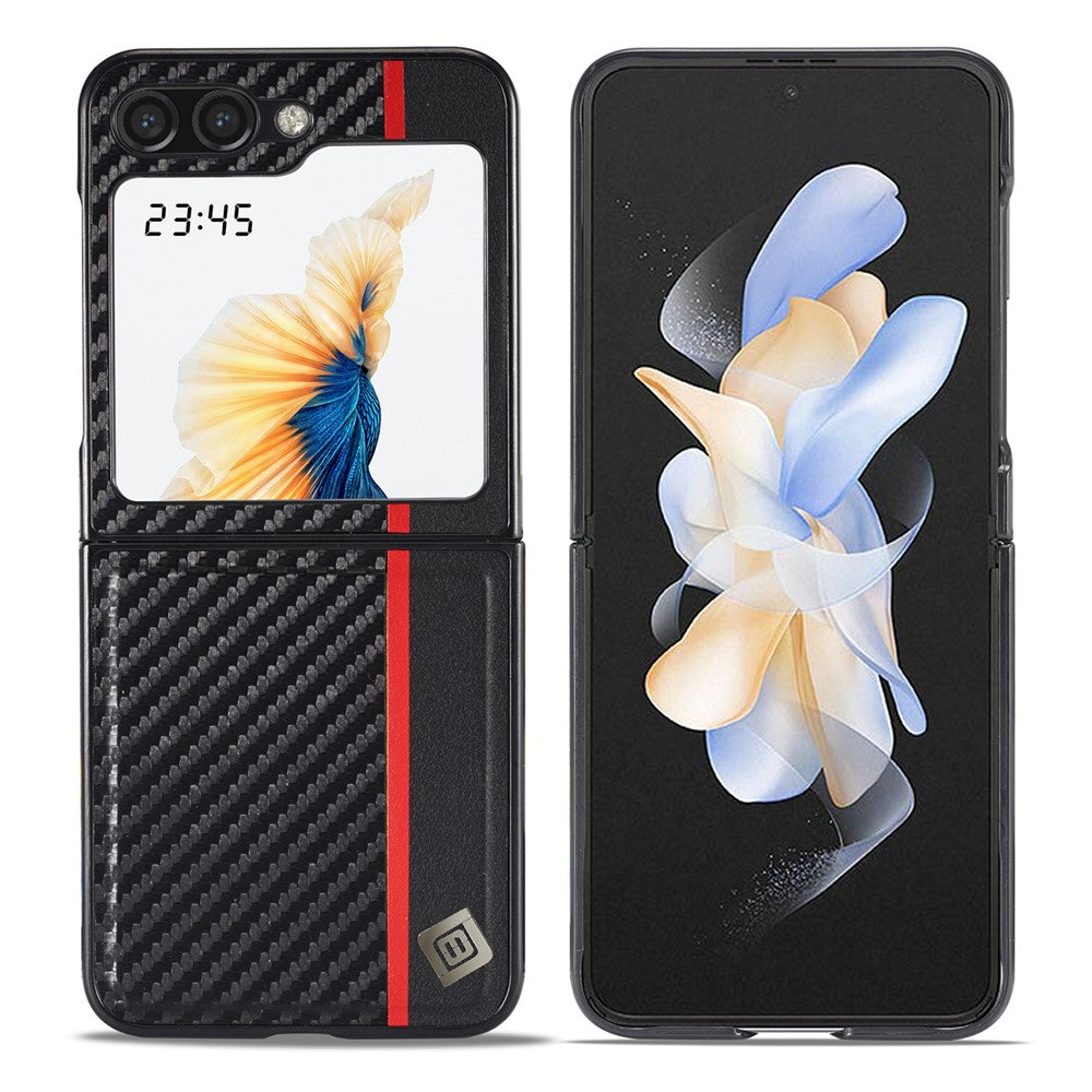 LC.IMEEKE For Samsung Galaxy Z Flip8 Case Carbon Fiber Texture Leather + TPU + EVA Phone Cover