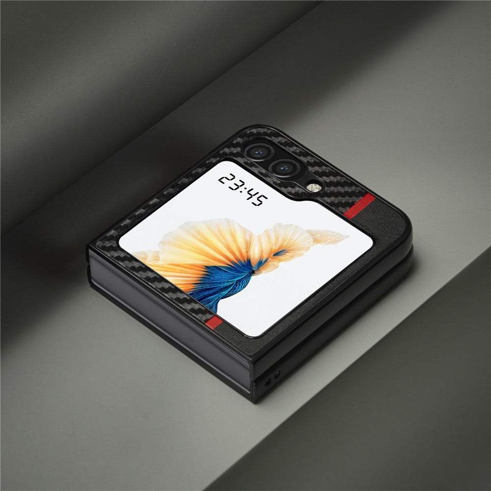 LC.IMEEKE For Samsung Galaxy Z Flip8 Case Carbon Fiber Texture Leather + TPU + EVA Phone Cover