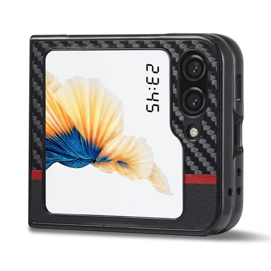 Galaxy Z Flip8 – Handyhülle aus EVA, PU-Leder und TPU, in Carbonfaser-Optik