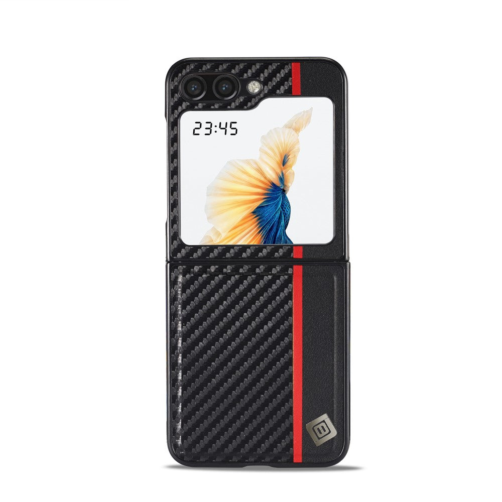 LC.IMEEKE For Samsung Galaxy Z Flip8 Case Carbon Fiber Texture Leather + TPU + EVA Phone Cover