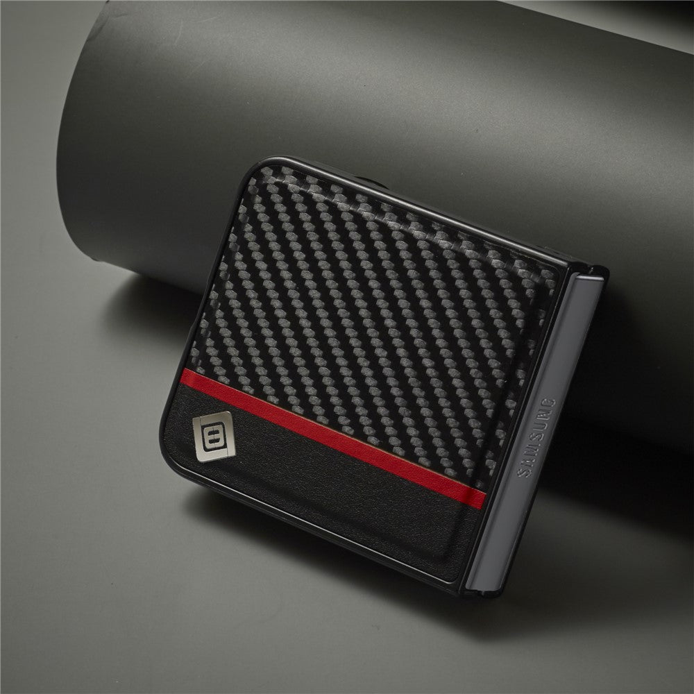 LC.IMEEKE For Samsung Galaxy Z Flip8 Case Carbon Fiber Texture Leather + TPU + EVA Phone Cover