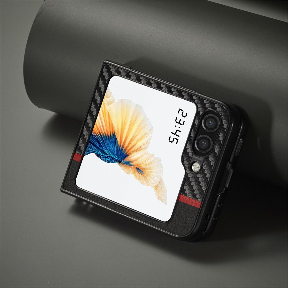 LC.IMEEKE For Samsung Galaxy Z Flip8 Case Carbon Fiber Texture Leather + TPU + EVA Phone Cover