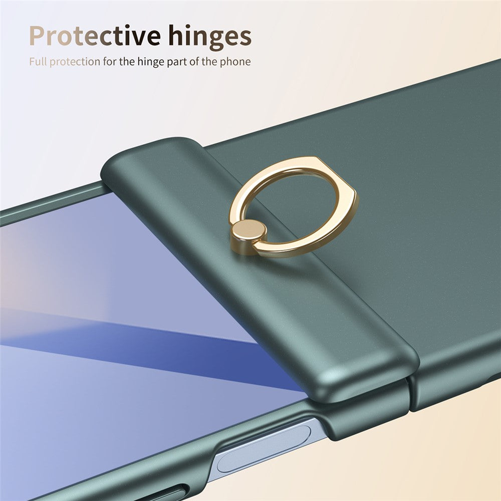 For Samsung Galaxy Z Flip8 Case with Tempered Glass Film Ring Holder Kickstand PC Phone Cover