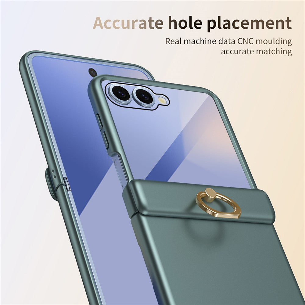 For Samsung Galaxy Z Flip8 Case with Tempered Glass Film Ring Holder Kickstand PC Phone Cover