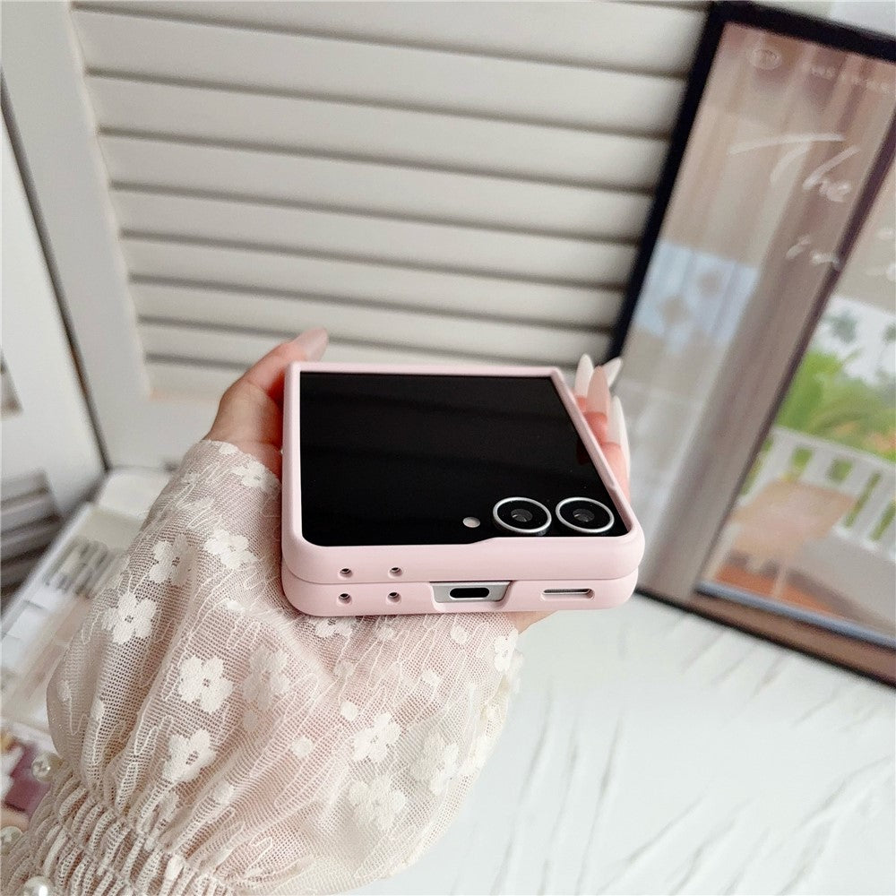 For Samsung Galaxy Z Flip8 Case PU Leather + PC Phone Cover with Grip Strap