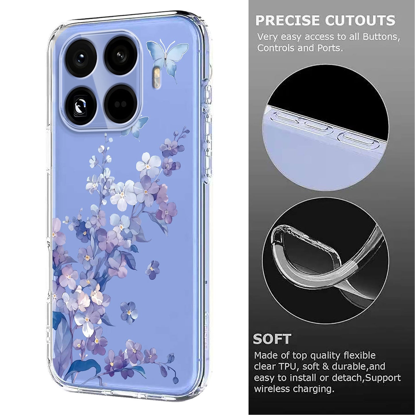 Xiaomi 17T – Handyhülle aus TPU, mit Blumenmotiv