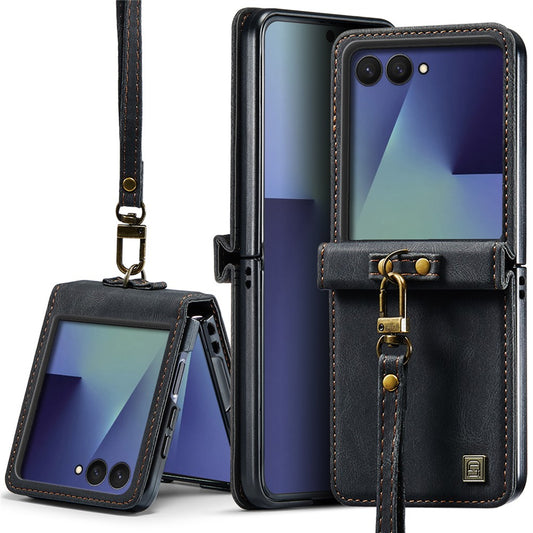 Galaxy Z Flip8 – Handyhülle aus PC und PU-Leder, mit Handschlaufe