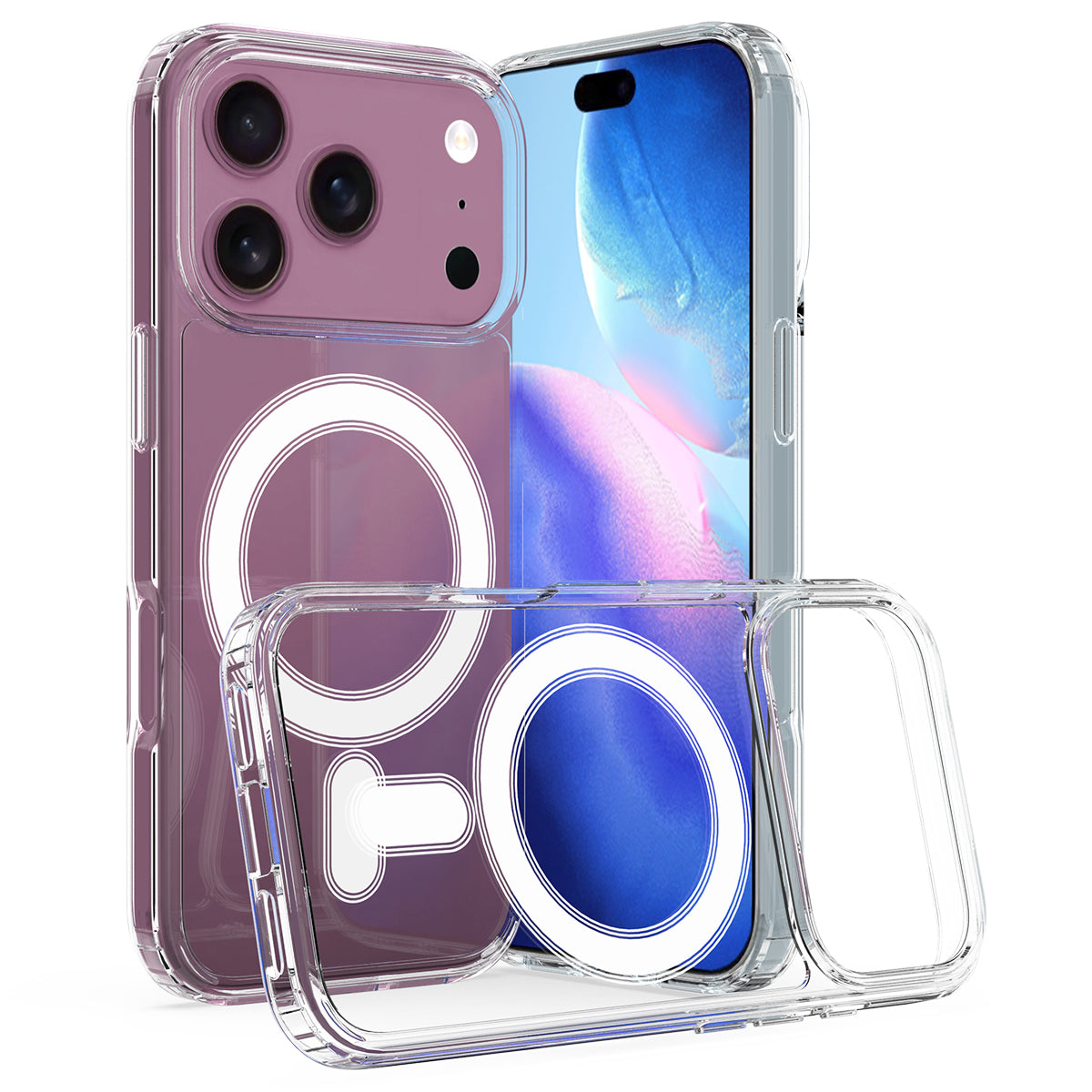 For iPhone 18 Pro Max Clear Phone Magnetic Case TPU + Acrylic Back Cover