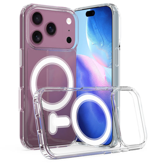 For iPhone 18 Pro Clear Phone Magnetic Case TPU + Acrylic Back Cover