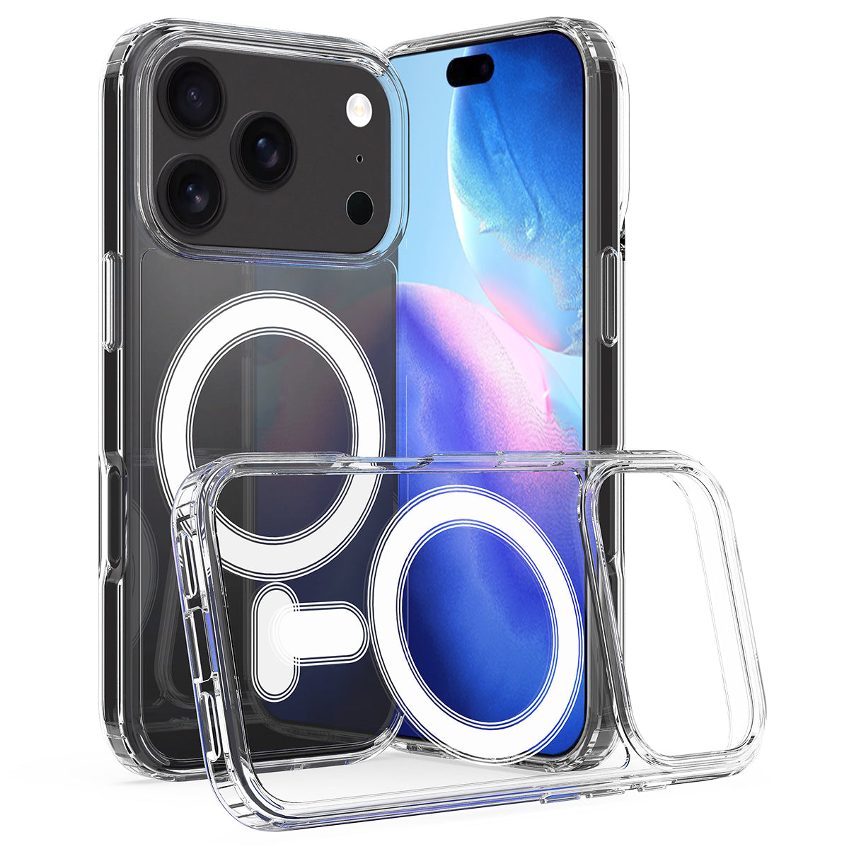 For iPhone 18 Pro Clear Phone Magnetic Case TPU + Acrylic Back Cover