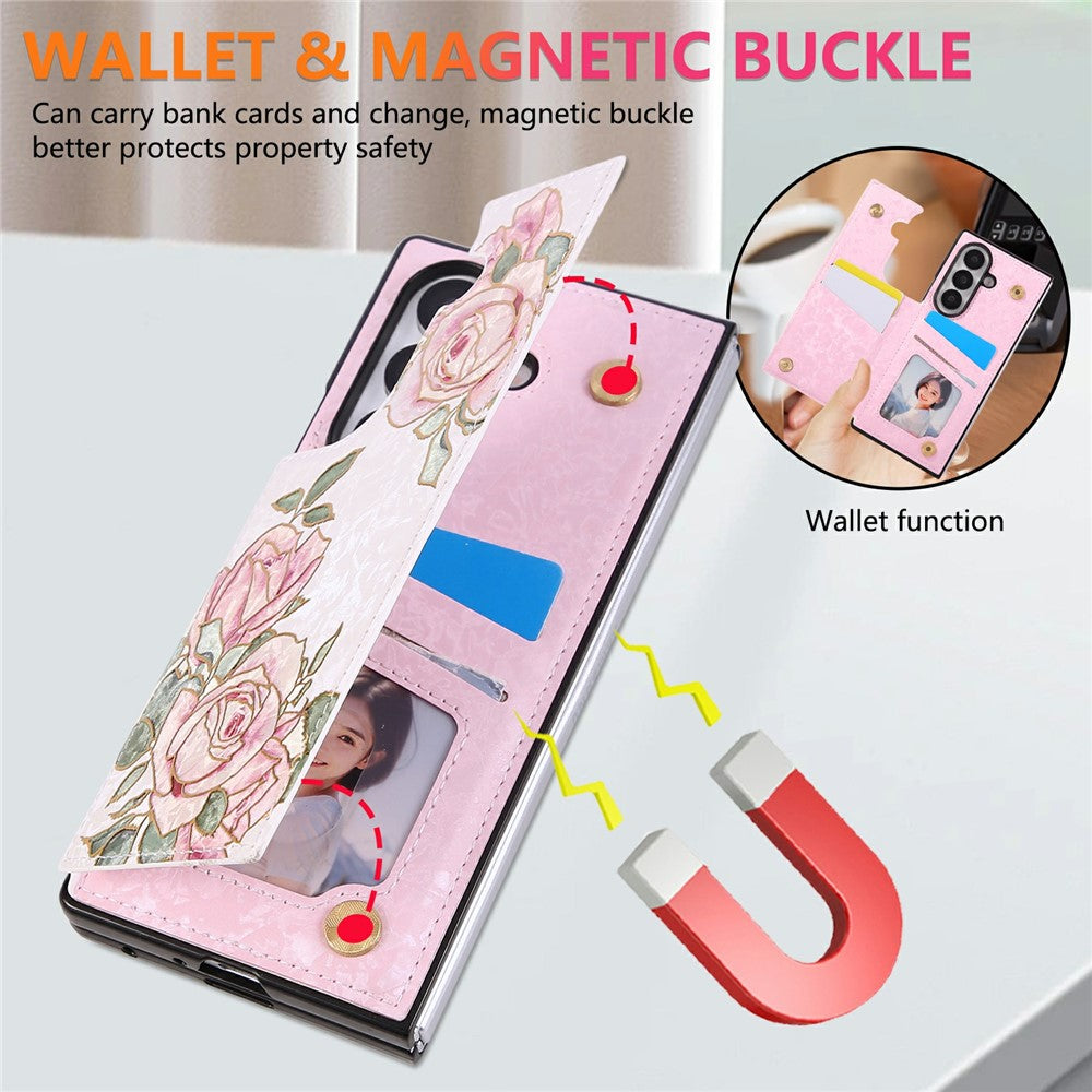 For Samsung Galaxy Z Fold8 Ultra Case Flower Leather TPU RFID Blocking Phone Cover Card Slots
