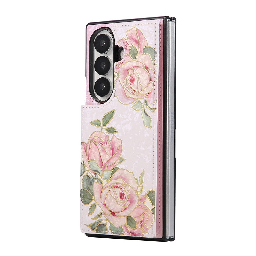 For Samsung Galaxy Z Fold8 Ultra Case Flower Leather TPU RFID Blocking Phone Cover Card Slots