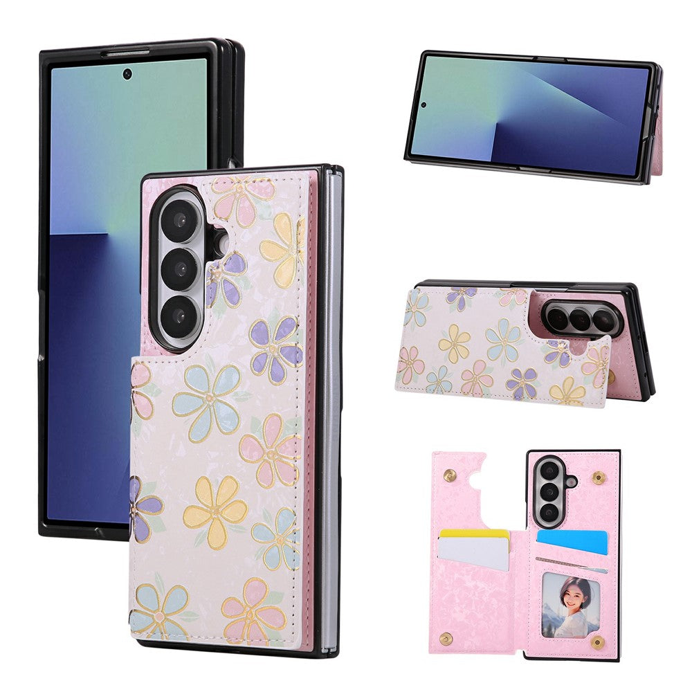 For Samsung Galaxy Z Fold8 Ultra Case Flower Leather TPU RFID Blocking Phone Cover Card Slots