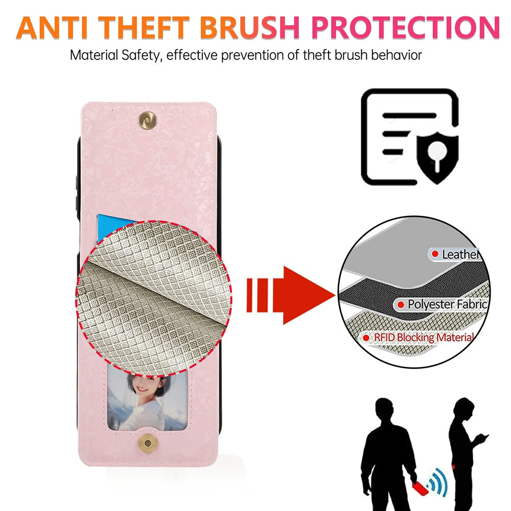 For Samsung Galaxy Z Flip8 Case Flower Leather TPU RFID Blocking Phone Cover Card Slots - Rose Flower
