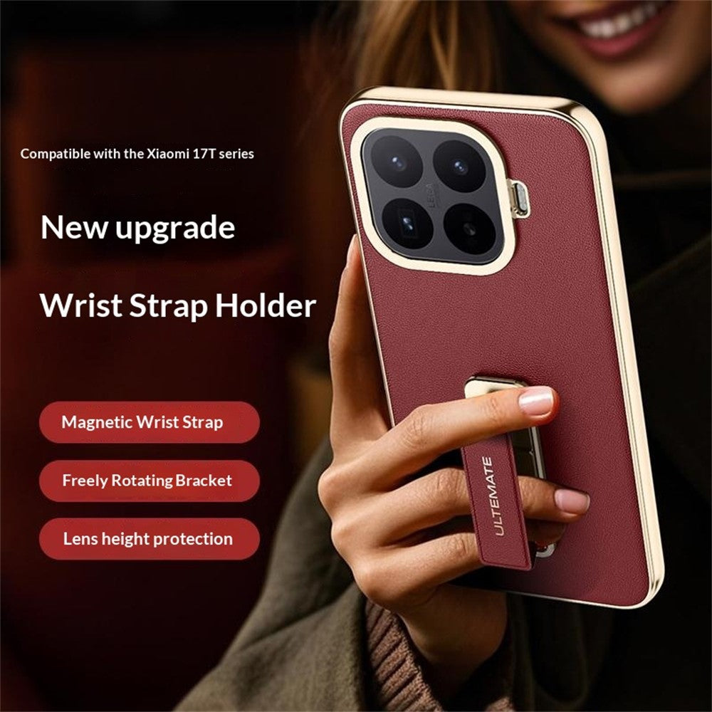 Xiaomi 17T – Handyhülle aus PU-Leder und TPU, mit Ständer, mit Handschlaufe, stoßfest