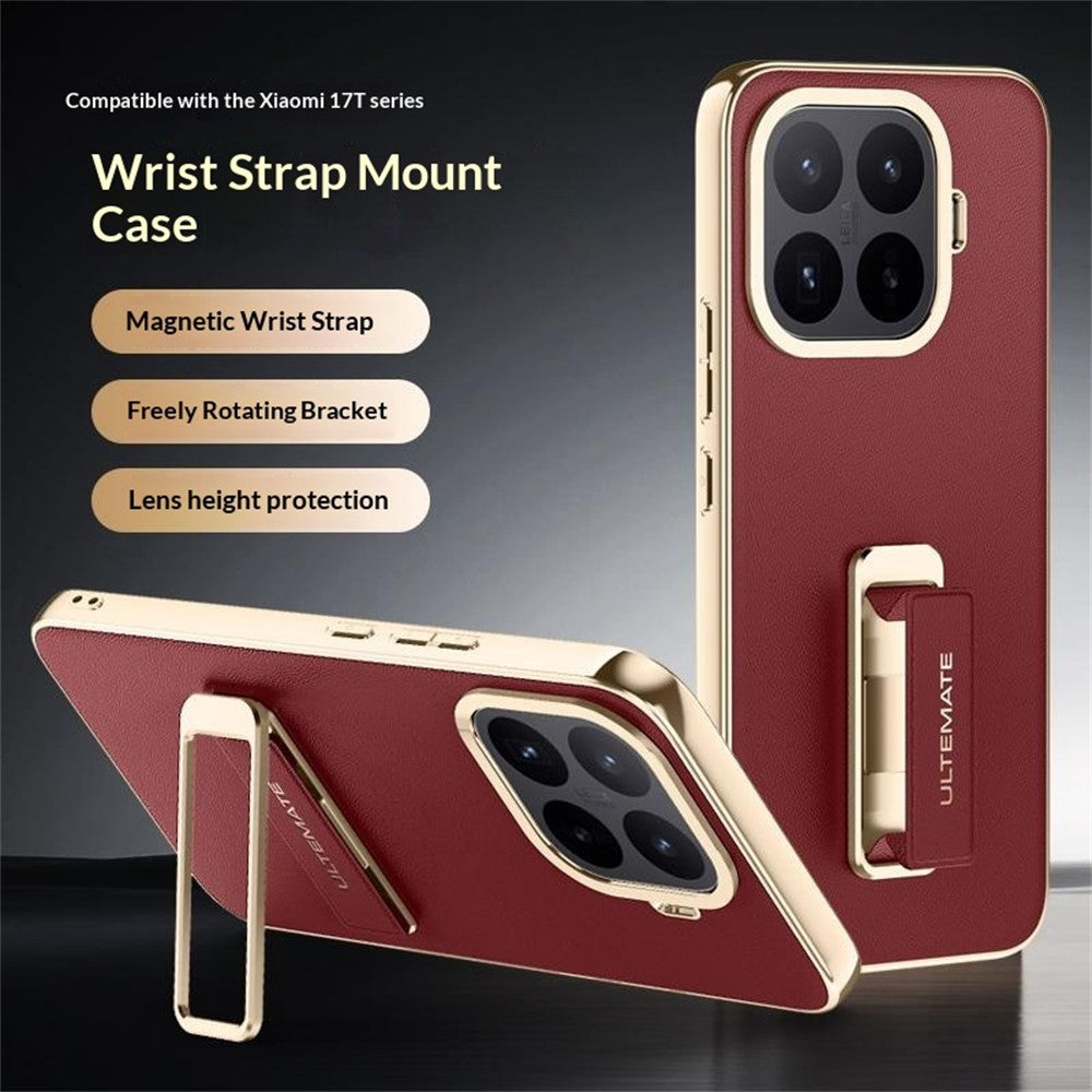 Xiaomi 17T – Handyhülle aus PU-Leder und TPU, mit Ständer, mit Handschlaufe, stoßfest
