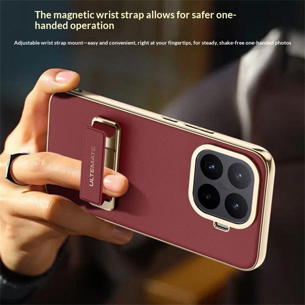 Xiaomi 17T Pro – Handyhülle aus PU-Leder und TPU, mit Ständer, mit Handschlaufe, stoßfest