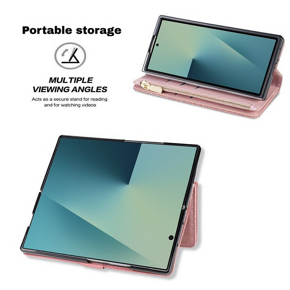 For Samsung Galaxy Z Fold8 Ultra Case Card Holder Starry Sky Carving PU Leather + PC Phone Cover