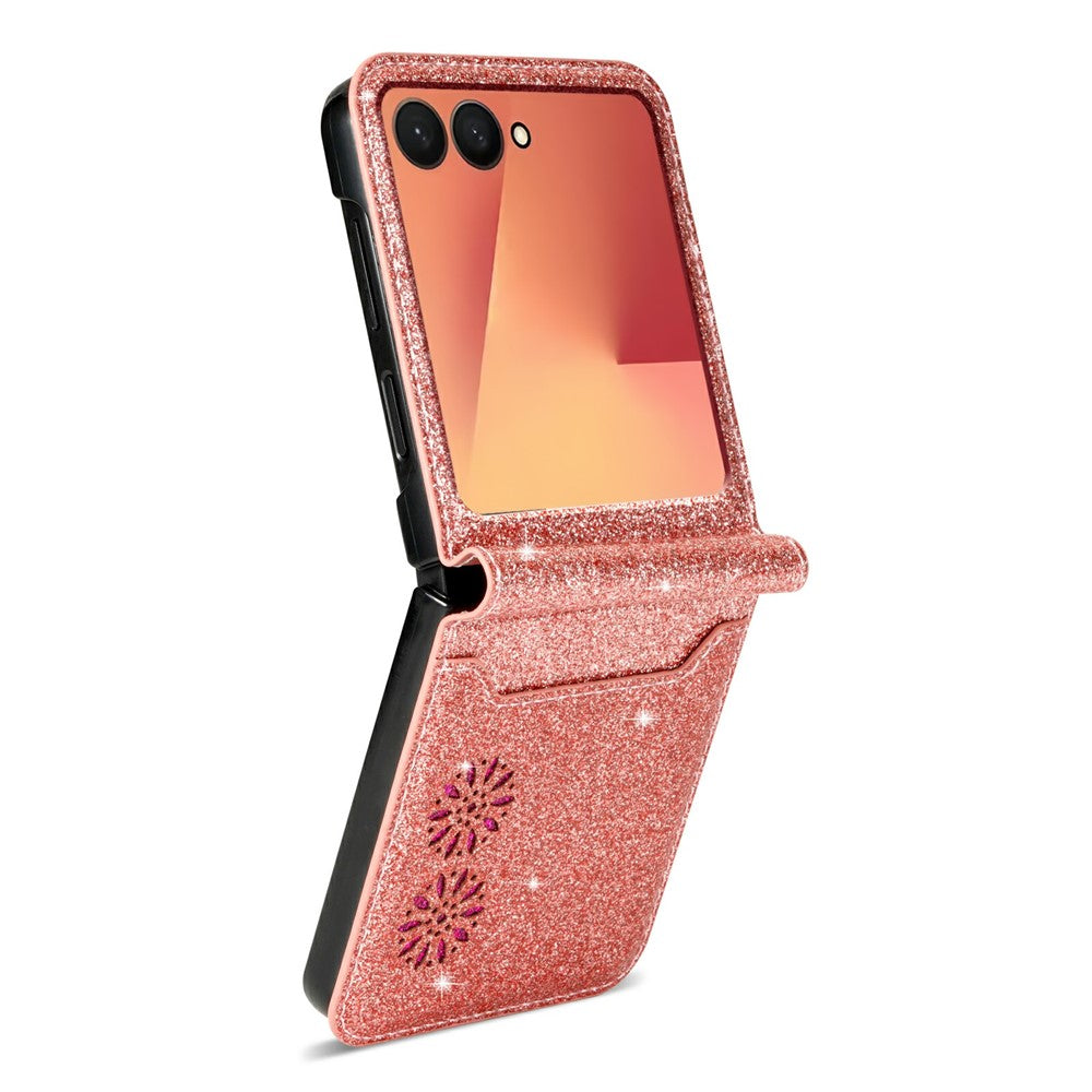 For Samsung Galaxy Z Flip8 Case Card Holder Starry Sky Carving PU Leather + PC Phone Cover