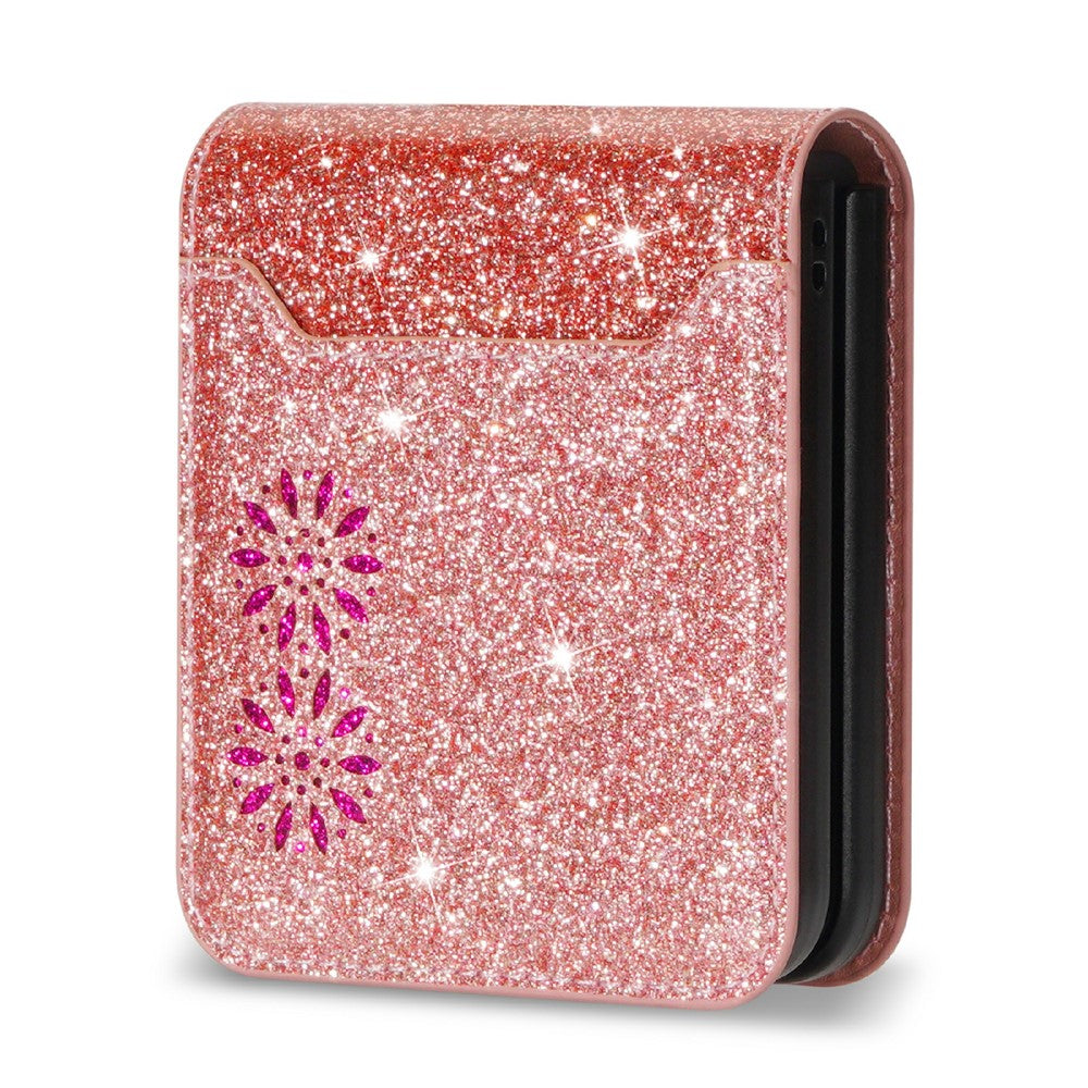For Samsung Galaxy Z Flip8 Case Card Holder Starry Sky Carving PU Leather + PC Phone Cover