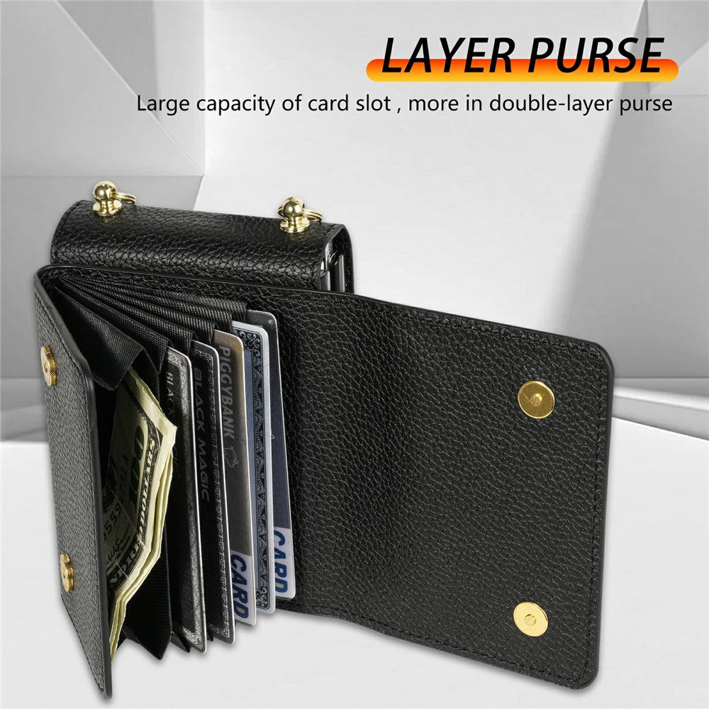 For Samsung Galaxy Z Flip8 Case Card Slots PU + PC Phone Cover with Long Strap