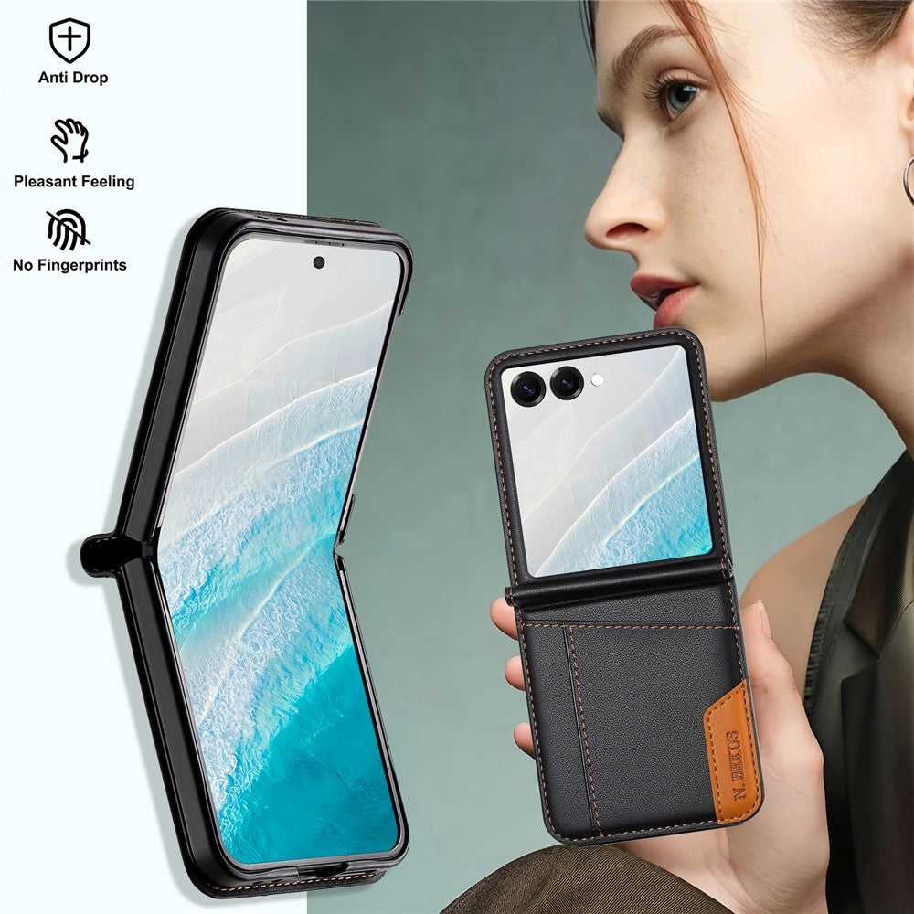 N.BEKUS For Samsung Galaxy Z Flip8 Case Card Slot PU + PC Phone Back Cover