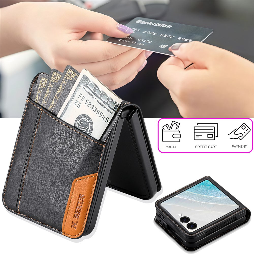 N.BEKUS For Samsung Galaxy Z Flip8 Case Card Slot PU + PC Phone Back Cover