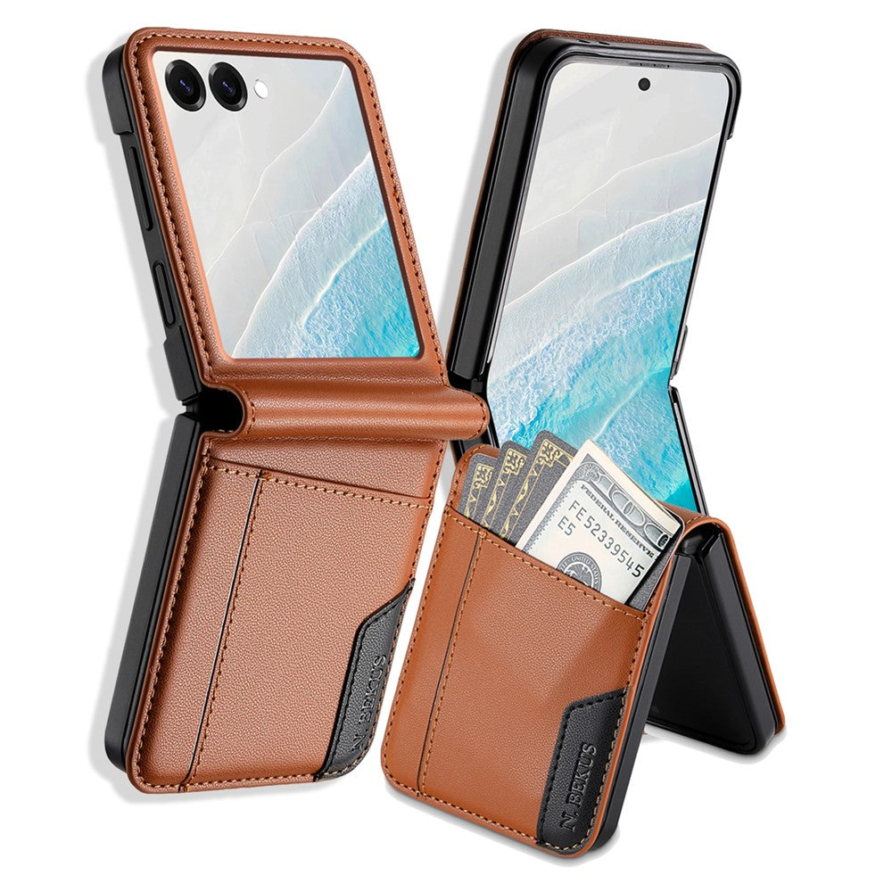 N.BEKUS For Samsung Galaxy Z Flip8 Case Card Slot PU + PC Phone Back Cover