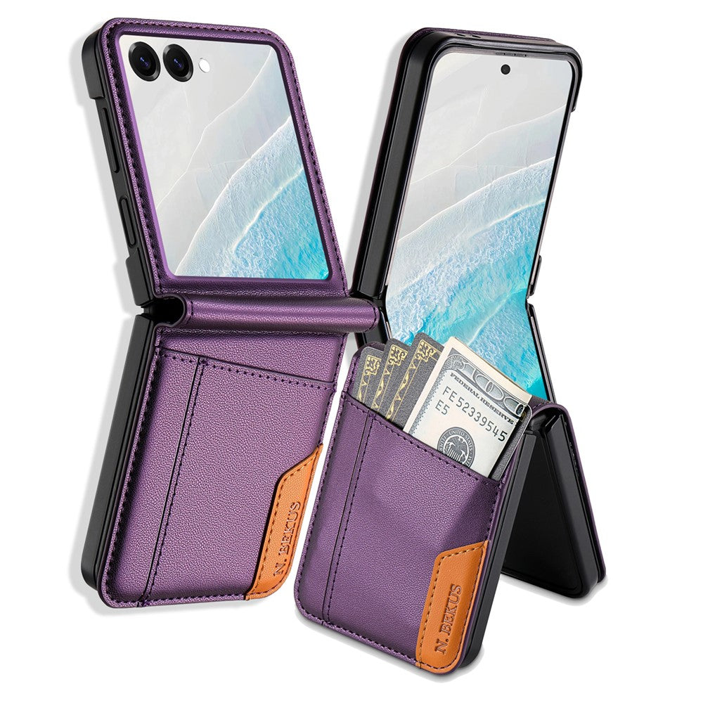 N.BEKUS For Samsung Galaxy Z Flip8 Case Card Slot PU + PC Phone Back Cover