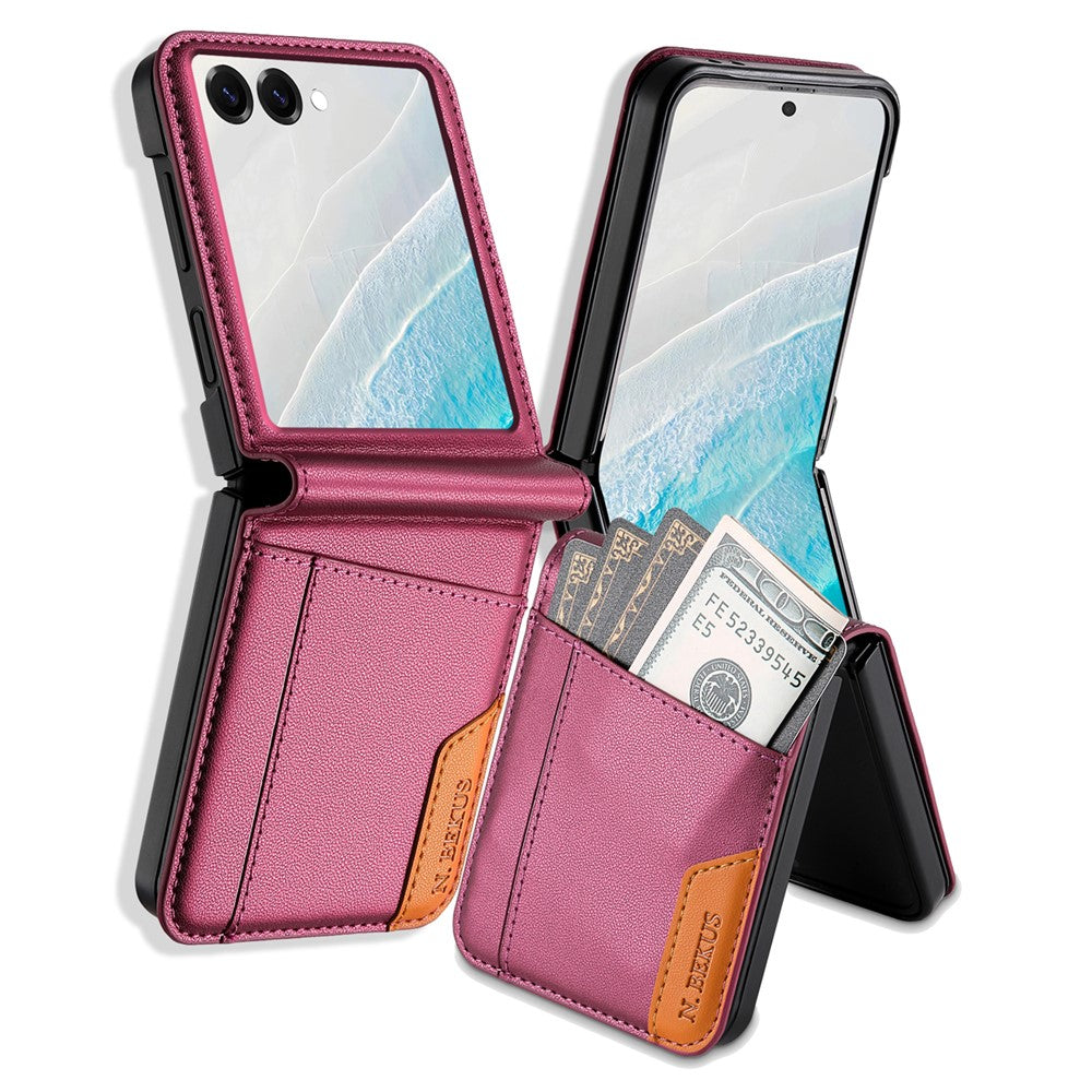 N.BEKUS For Samsung Galaxy Z Flip8 Case Card Slot PU + PC Phone Back Cover