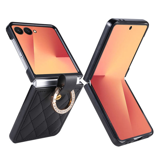 Galaxy Z Flip8 – Handyhülle aus Kunststoff und PU-Leder, mit Ringhalter