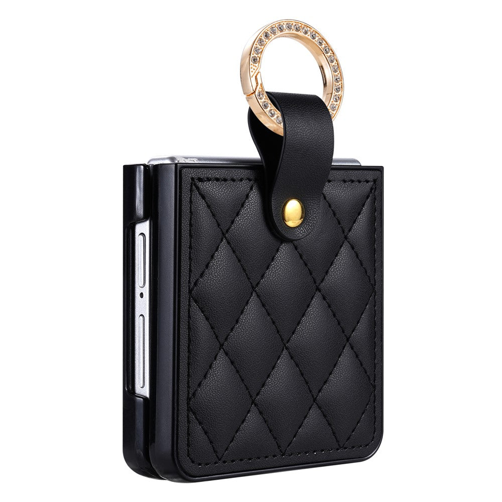 For Samsung Galaxy Z Flip8 Case Quilted Leather Phone Cover with Ring Holder