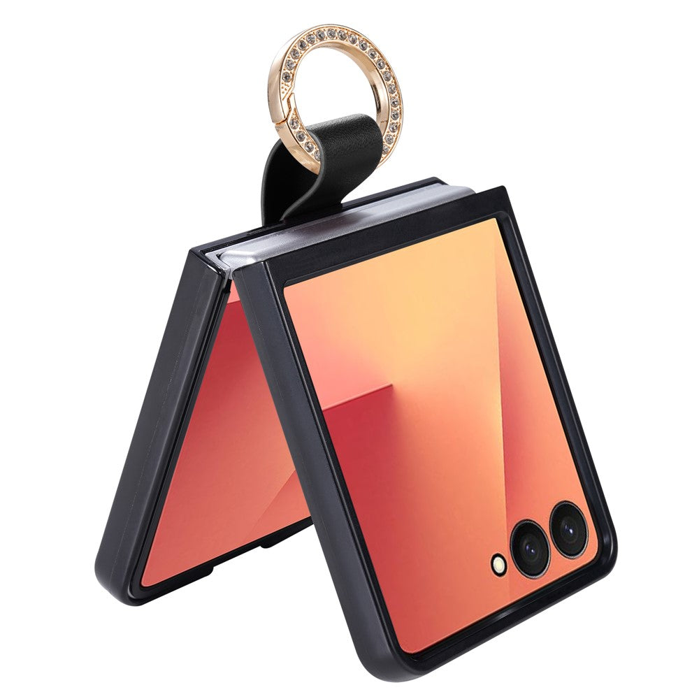 For Samsung Galaxy Z Flip8 Case Quilted Leather Phone Cover with Ring Holder