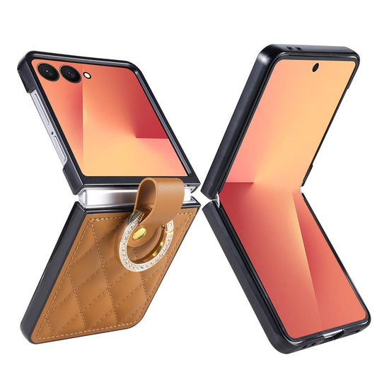 Galaxy Z Flip8 – Handyhülle aus Kunststoff und PU-Leder, mit Ringhalter