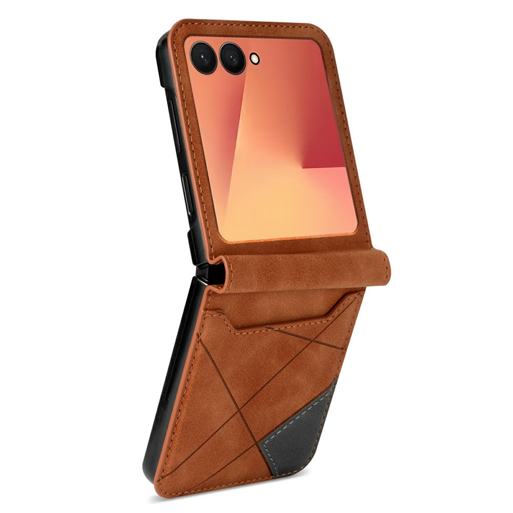 For Samsung Galaxy Z Flip8 Case Card Holder Color Splicing PU Leather + PC Phone Cover
