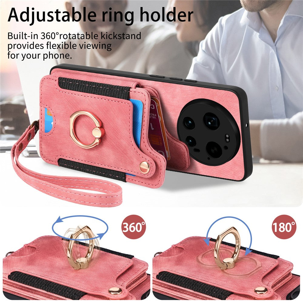 Xiaomi 17 Ultra 5G – Handyhülle aus PU-Leder und TPU, mit Ständer, mit Kartenfach, mit Ringhalter, mit RFID-Schutz
