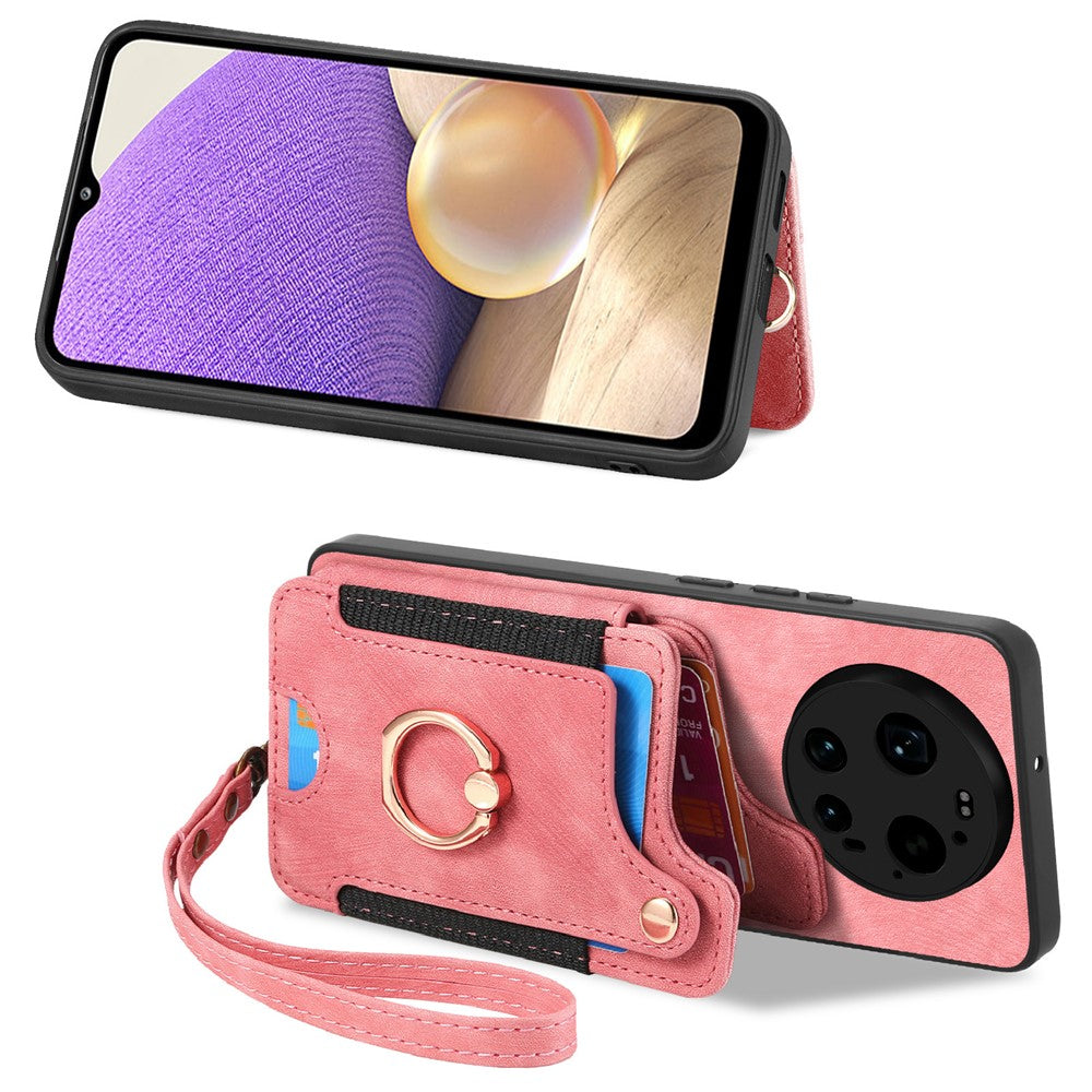 Xiaomi 17 Ultra 5G – Handyhülle aus PU-Leder und TPU, mit Ständer, mit Kartenfach, mit Ringhalter, mit RFID-Schutz