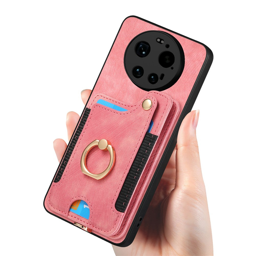 Xiaomi 17 Ultra 5G – Handyhülle aus PU-Leder und TPU, mit Ständer, mit Kartenfach, mit Ringhalter, mit RFID-Schutz