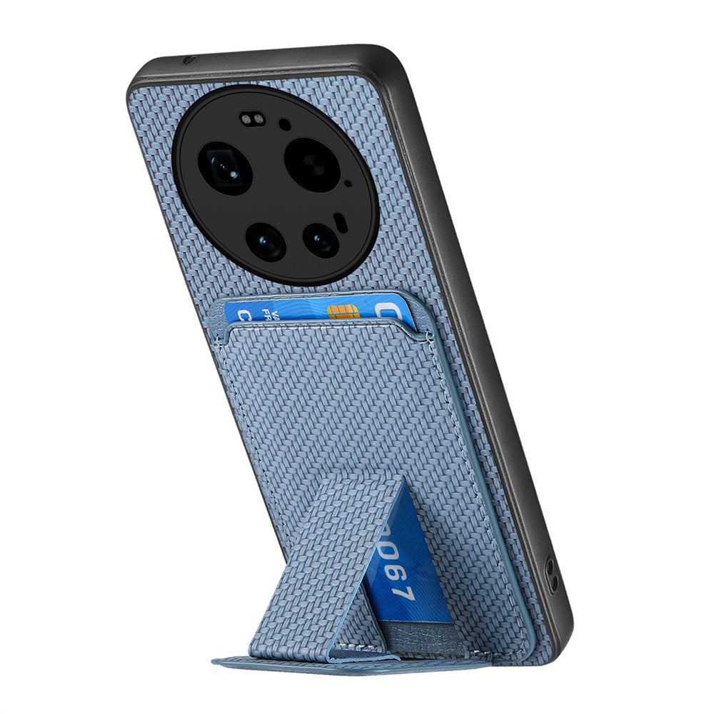 Xiaomi 17 Ultra 5G – Handyhülle aus PU-Leder und TPU, mit Ständer, mit Kartenfach, in Carbonfaser-Optik