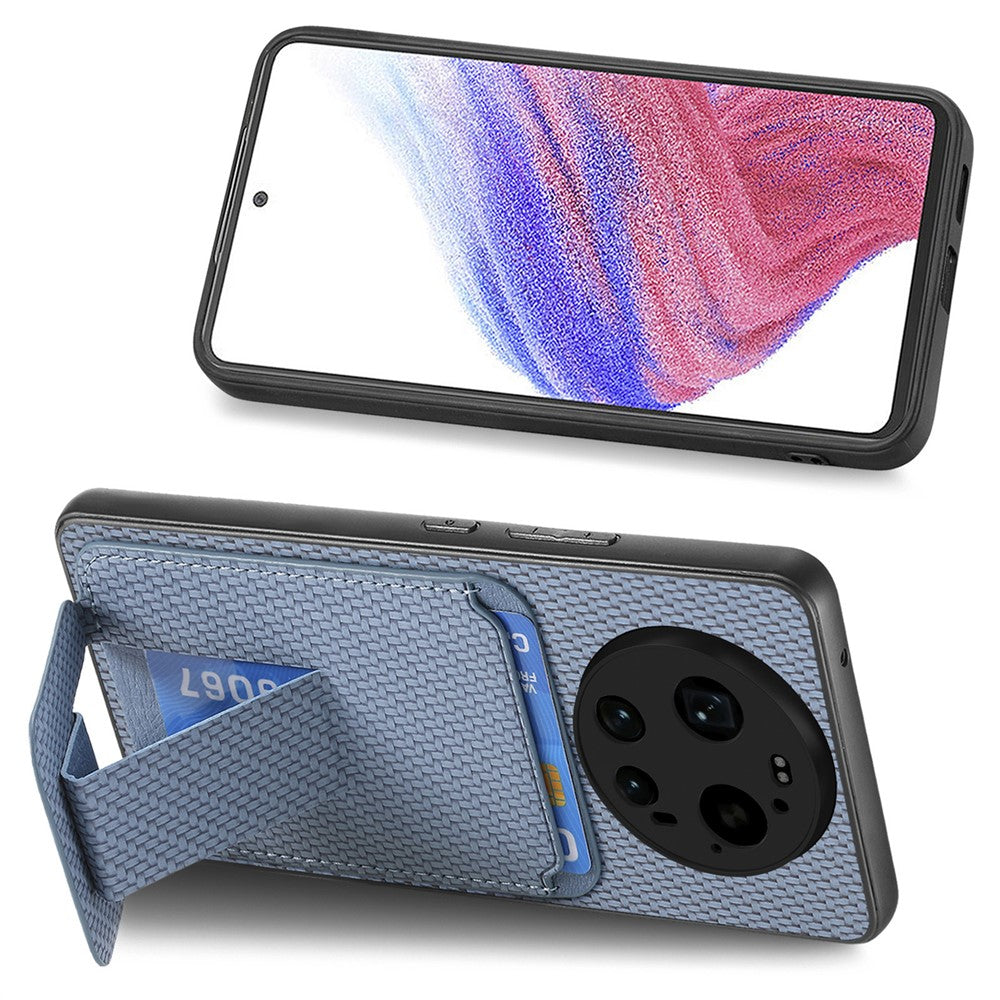 Xiaomi 17 Ultra 5G – Handyhülle aus PU-Leder und TPU, mit Ständer, mit Kartenfach, in Carbonfaser-Optik