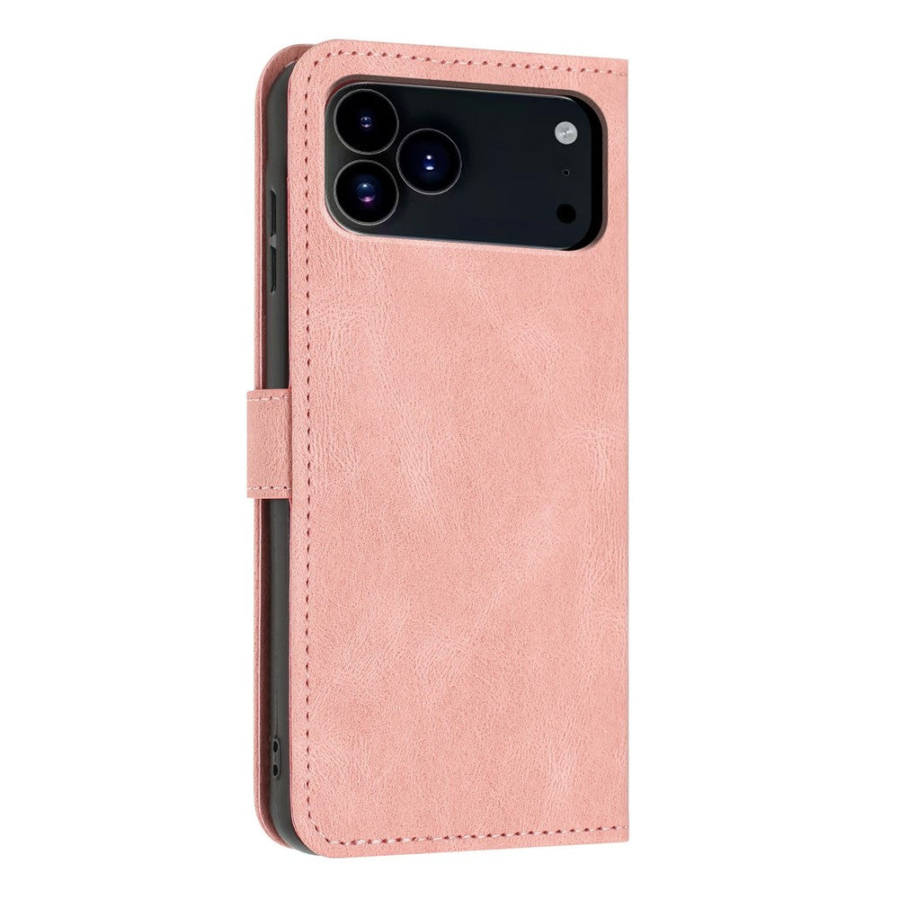 For iPhone 18 Pro Max / 17 Pro Max Wallet Case Butterfly Flower Imprint PU Leather Phone Cover with Wrist Strap