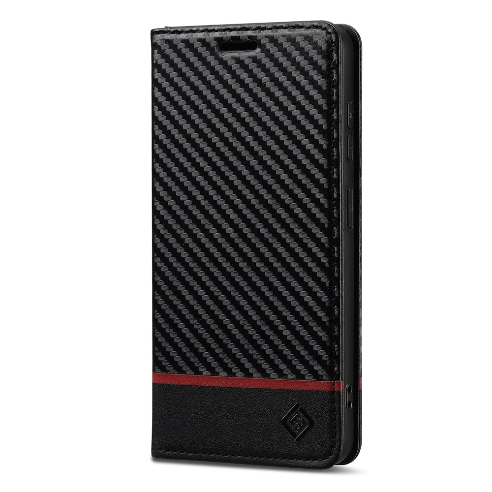 LC.IMEEKE Wallet Case for Samsung Galaxy S26 FE Carbon Fiber Texture Leather Phone Cover