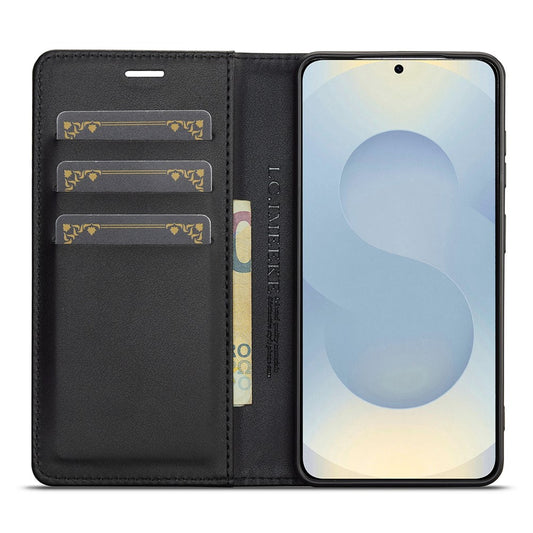 Galaxy S26 FE Handyhülle – LC.IMEEKE Wallet Case aus Leder mit Kohlefaserstruktur