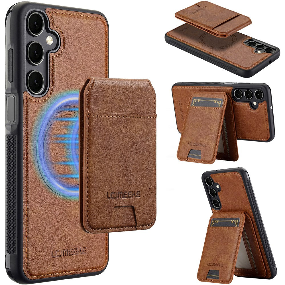 LC.IMEEKE L3 For Samsung Galaxy S26 FE Magnetic Case Detachable Card Holder Leather TPU Mobile Cover