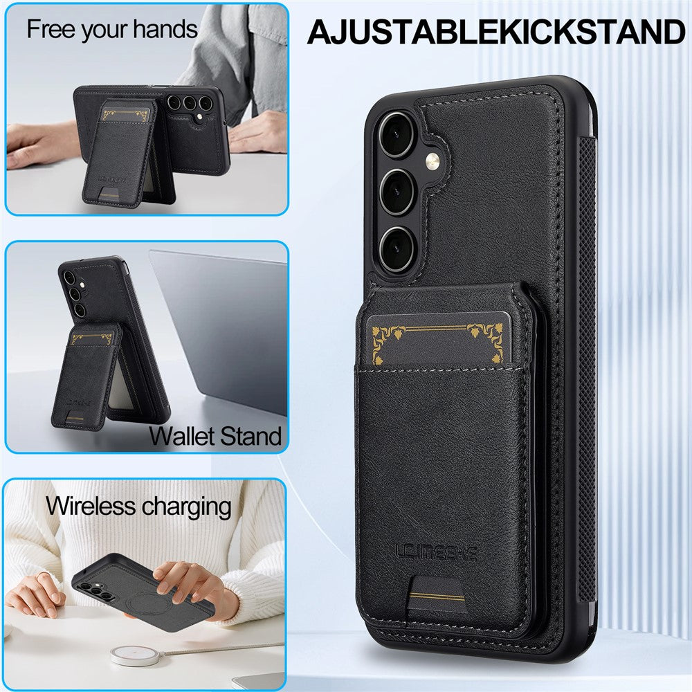 LC.IMEEKE L3 For Samsung Galaxy S26 FE Magnetic Case Detachable Card Holder Leather TPU Mobile Cover