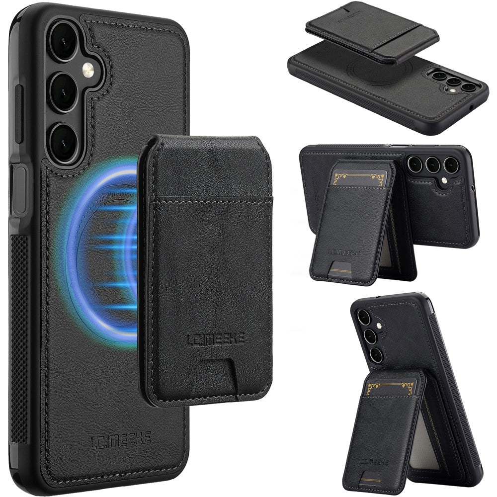 LC.IMEEKE L3 For Samsung Galaxy S26 FE Magnetic Case Detachable Card Holder Leather TPU Mobile Cover