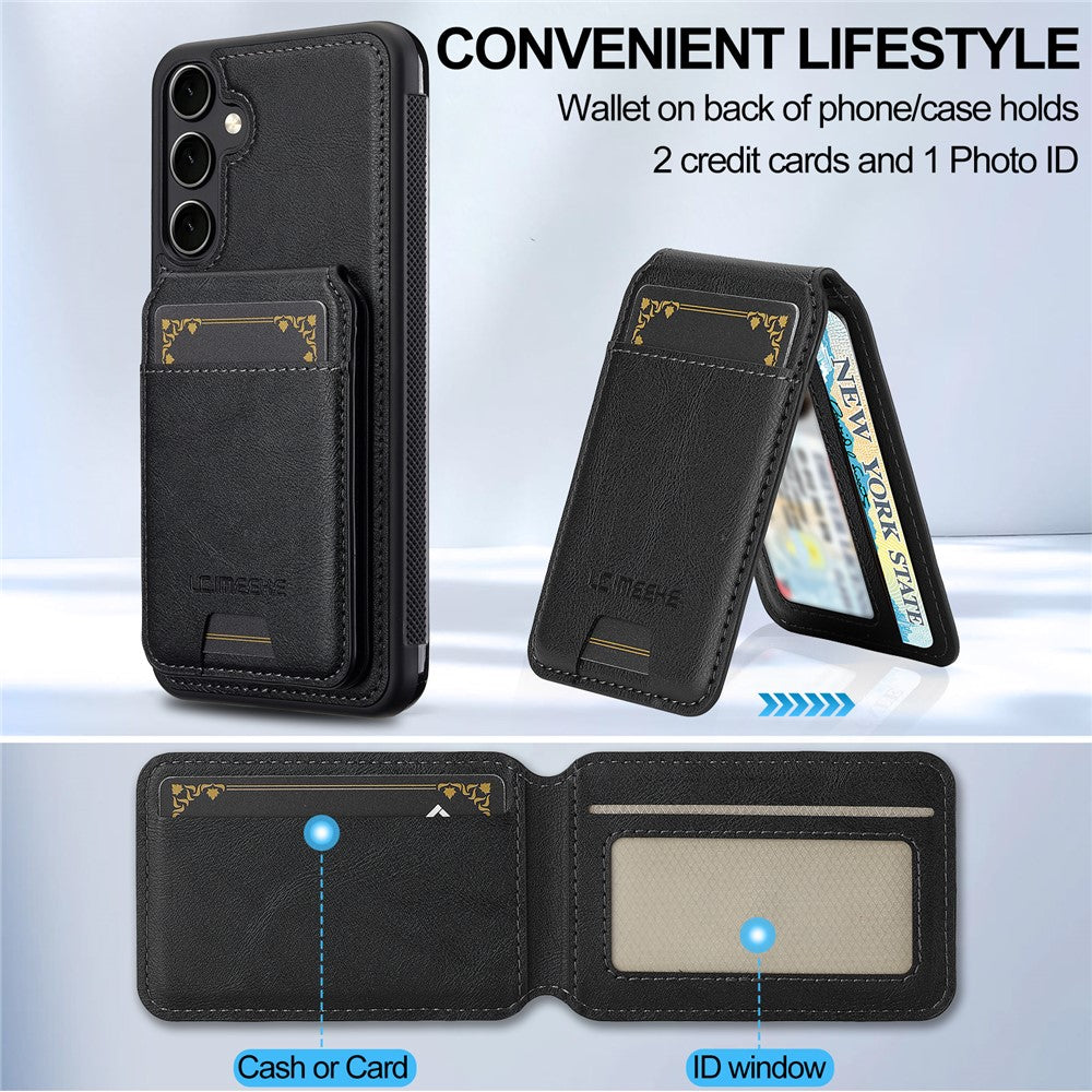LC.IMEEKE L3 For Samsung Galaxy S26 FE Magnetic Case Detachable Card Holder Leather TPU Mobile Cover