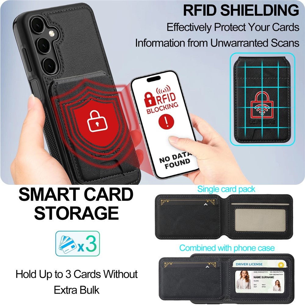 LC.IMEEKE L3 For Samsung Galaxy S26 FE Magnetic Case Detachable Card Holder Leather TPU Mobile Cover