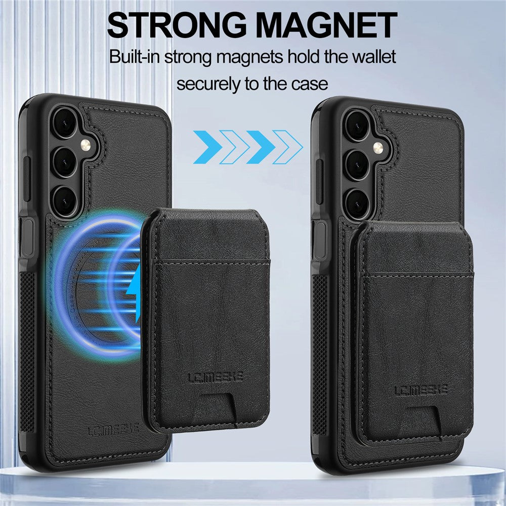 LC.IMEEKE L3 For Samsung Galaxy S26 FE Magnetic Case Detachable Card Holder Leather TPU Mobile Cover