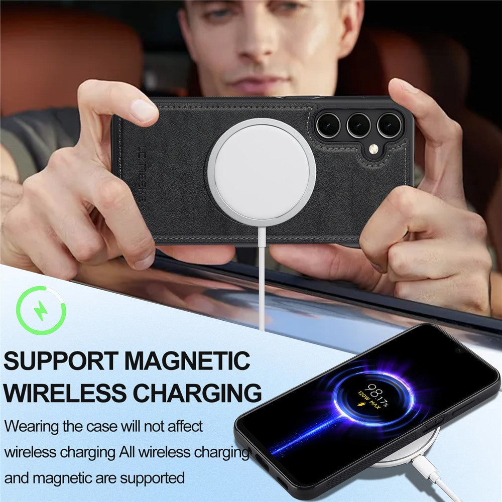 LC.IMEEKE L3 For Samsung Galaxy S26 FE Magnetic Case Detachable Card Holder Leather TPU Mobile Cover